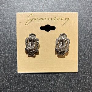 Silver Tone Belt Shaped Earrings